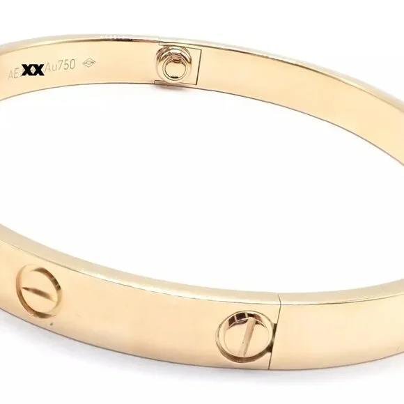 Authentic! Cartier 18k Yellow Gold Love Bangle Bracelet Size 19 Paper - Picture 6 of 10